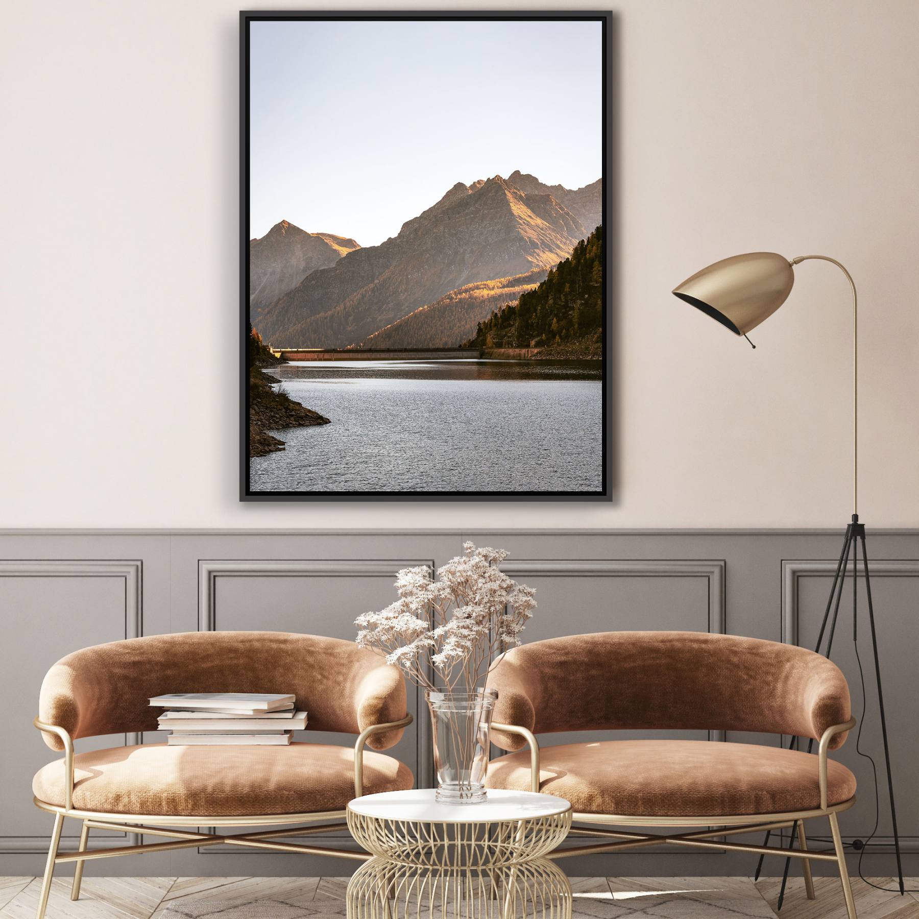 Quadro Decorativo Lago com Represa