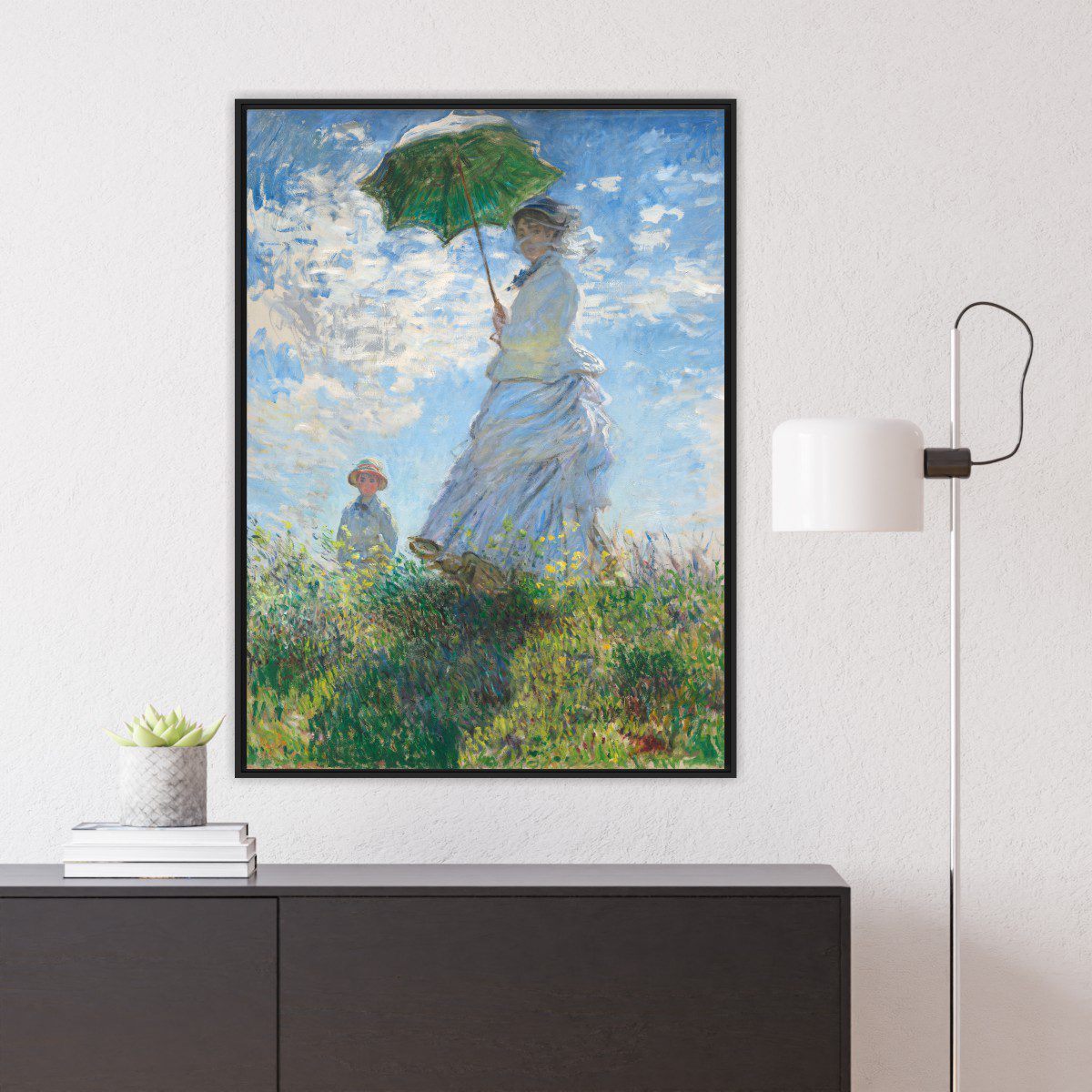 Quadro Decorativo Mulher com Sombrinha - Pintura de Claude Monet