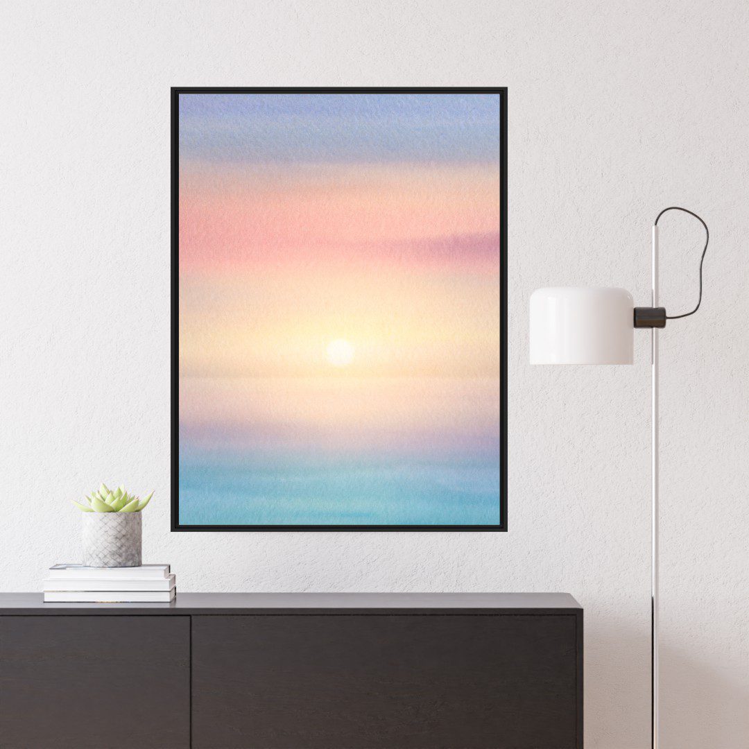 Quadro Decorativo Nascer do Sol Abstrato em Aquarela