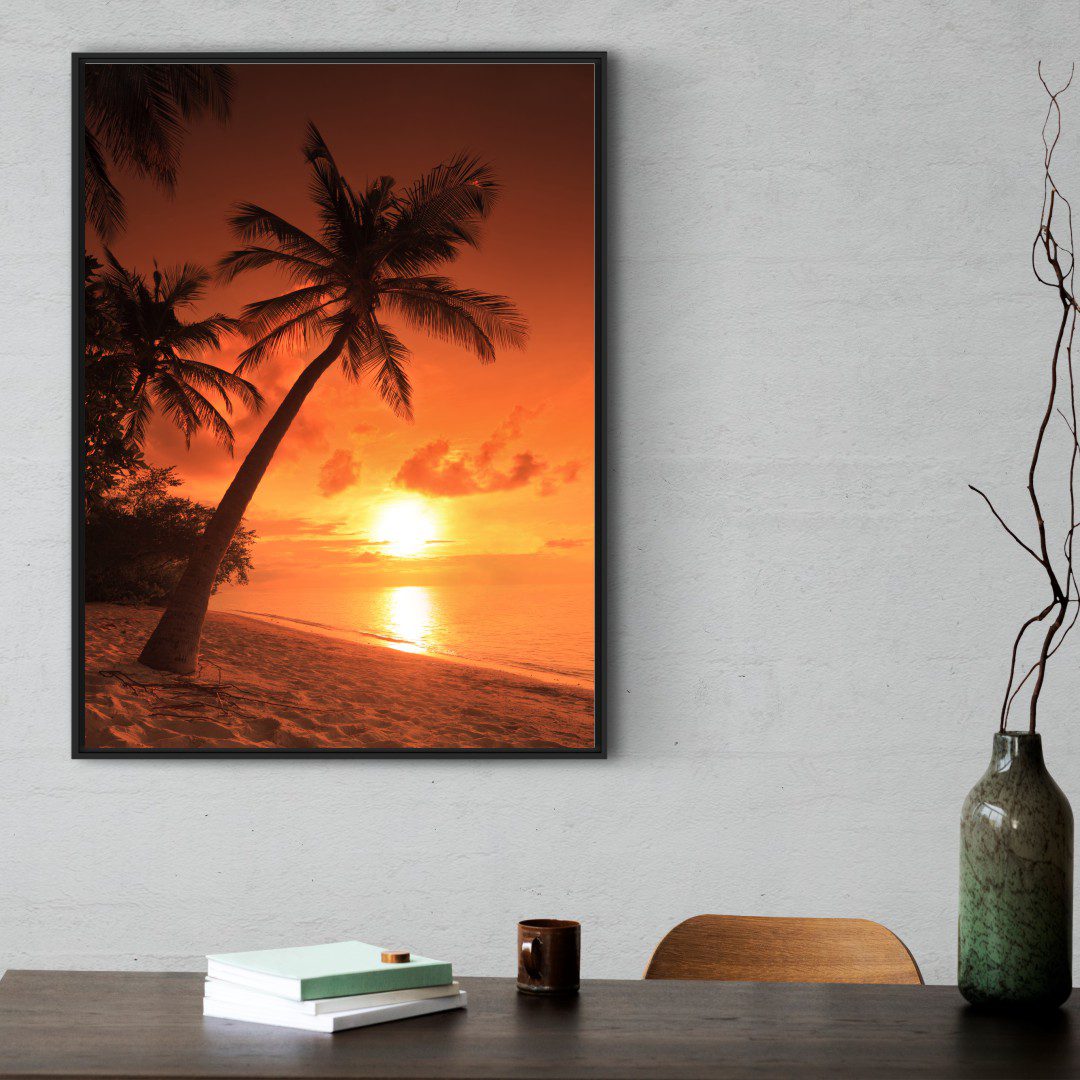 Quadro Decorativo Paisagem com Pôr do Sol na Praia
