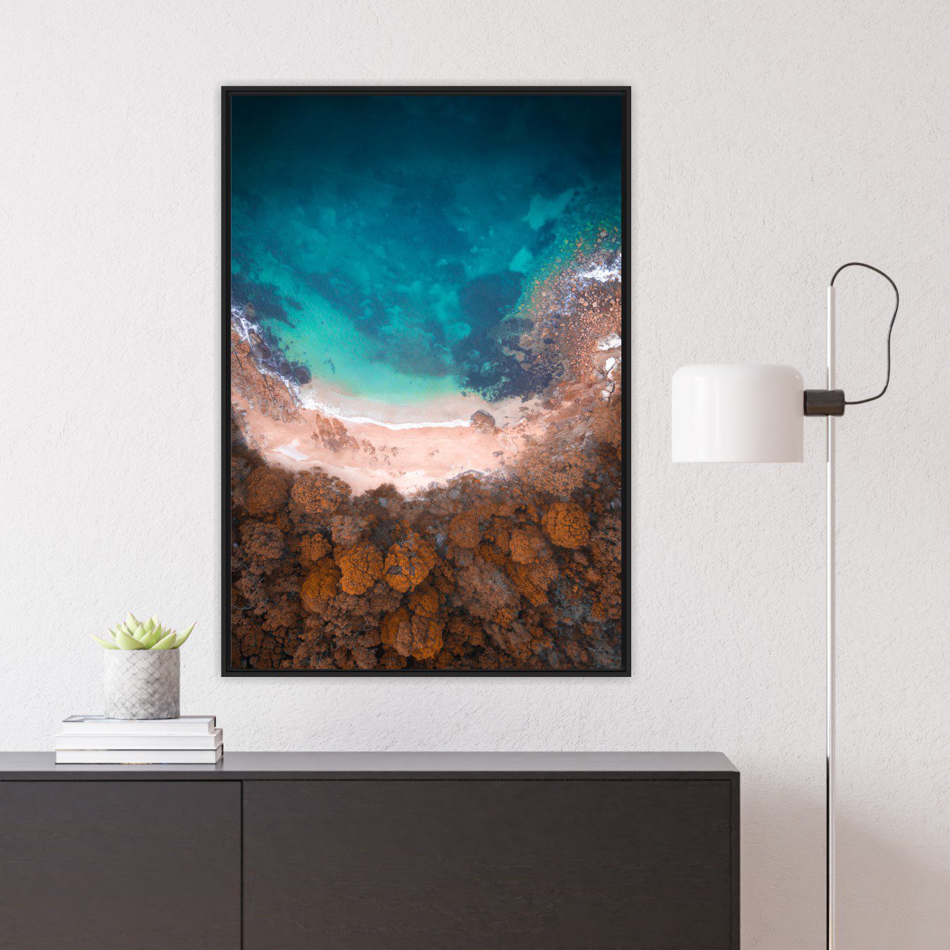 Quadro Decorativo Paisagem com Praia e Vegetação