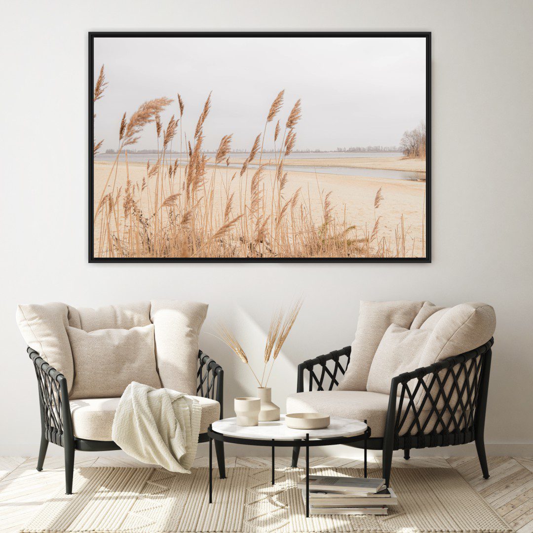 Quadro Decorativo Paisagem de Praia e Plumas