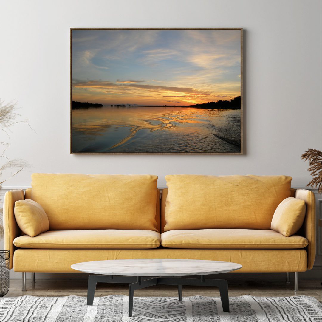 Quadro Decorativo Pôr do Sol no Rio Negro