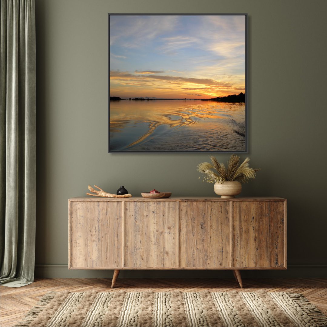 Quadro Decorativo Pôr do Sol no Rio Negro