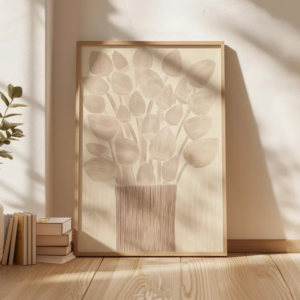 Quadro com Ilustração de Vaso com Flores