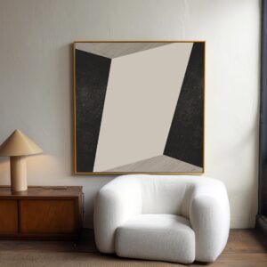 Quadro Decorativo Minimalista em tons neutros de preto e bege