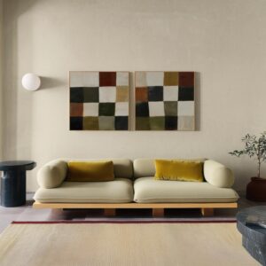 Conjunto de 2 quadros Geométricos Minimalistas com Arte de Parede Abstrata Moderna em Tons Terrosos