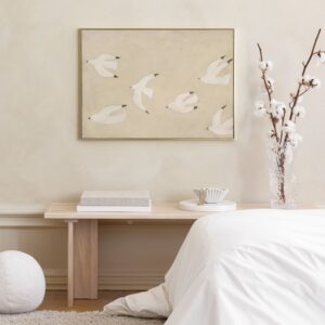 Quadro Decorativo Contemporâneo Voo Sereno com Pássaros Minimalistas