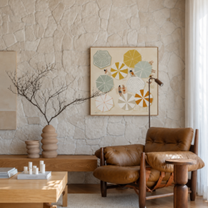 Quadro Contemporâneo Praia em Tons Neutros