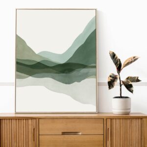 Quadro Decorativo Abstrato Vale Esmeralda em Tons de Verde