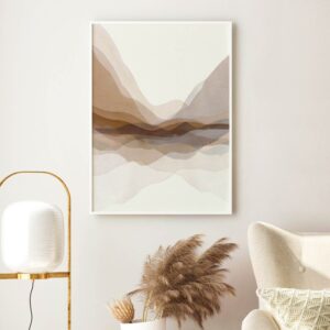 QQuadro Decorativo Abstrato Horizonte em Camadas em Tons Neutros