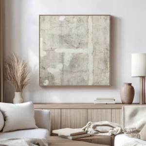Quadro Decorativo Abstrato Vestígios do Tempo em Tons Neutros