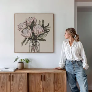 Quadro Floral Contemporâneo Protea Serena
