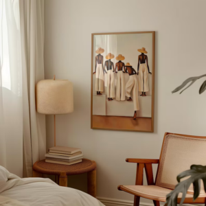 Quadro Decorativo Contemporâneo Encontro em Linho