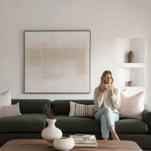 Quadro Decorativo Contemporâneo Horizonte Velado em Tons Neutros