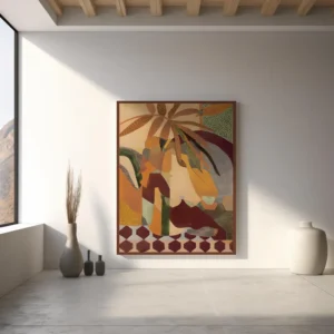 Quadro Decorativo Contemporâneo Jardim Mediterrâneo com Elementos Botânicos
